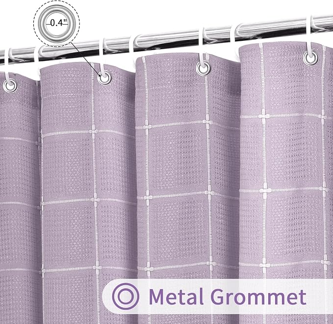Lavender Boho Farmhouse Shower Curtain for Bathroom 72x72 | 320 GSM French Country Plaid Tassel Shower Curtain, Rustic Aesthetic Bathroom Decor Windows Curtain