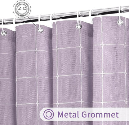 Lavender Boho Farmhouse Shower Curtain for Bathroom 72x72 | 320 GSM French Country Plaid Tassel Shower Curtain, Rustic Aesthetic Bathroom Decor Windows Curtain
