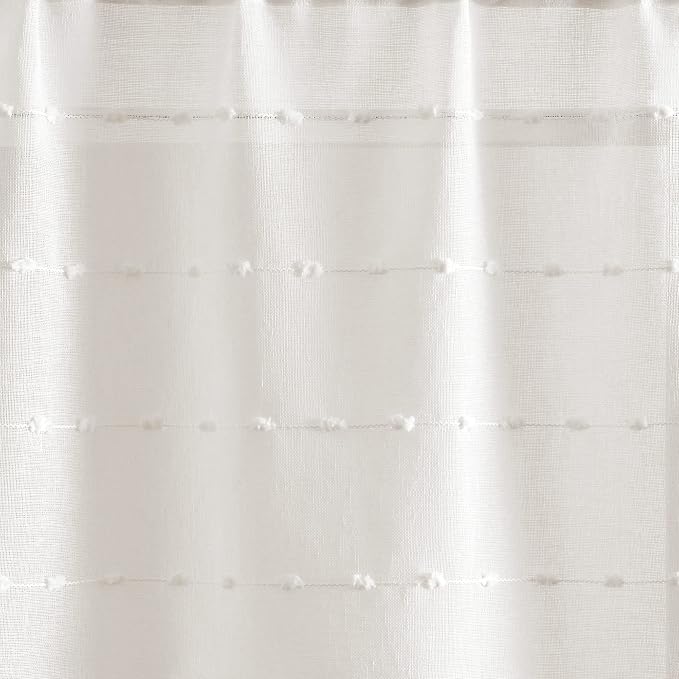 Lush Decor Farmhouse Textured Sheer Window Curtain Valance, 52"W x18"L, White