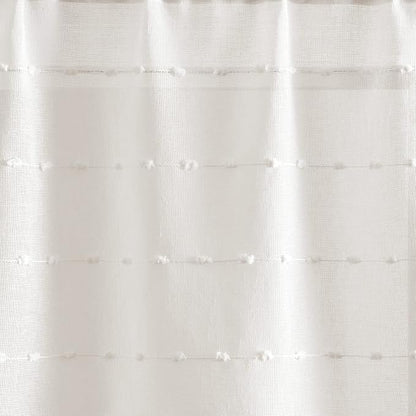 Lush Decor Farmhouse Textured Sheer Window Curtain Valance, 52"W x18"L, White