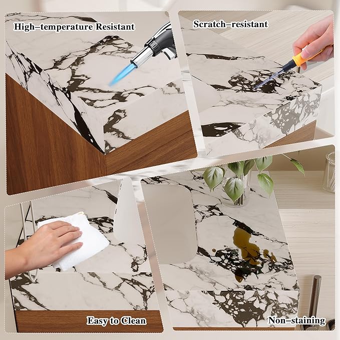 30 inch Modern Floating Bathroom Vanity with Faux Marble Countertop and Ceramic Sink, Wall-Mounted Bathroom Vanity Cabinet with 2 Soft Closing Drawers for Bathroom, Powder Room, Apartment, Walnut