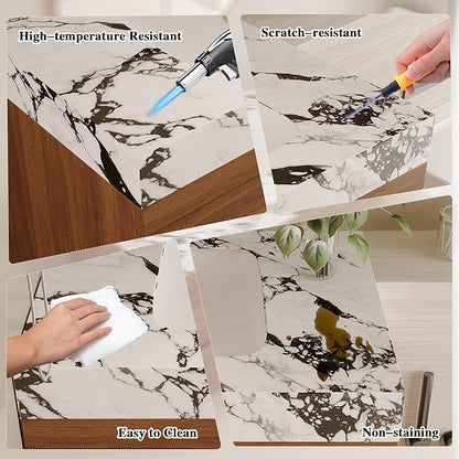 30 inch Modern Floating Bathroom Vanity with Faux Marble Countertop and Ceramic Sink, Wall-Mounted Bathroom Vanity Cabinet with 2 Soft Closing Drawers for Bathroom, Powder Room, Apartment, Walnut