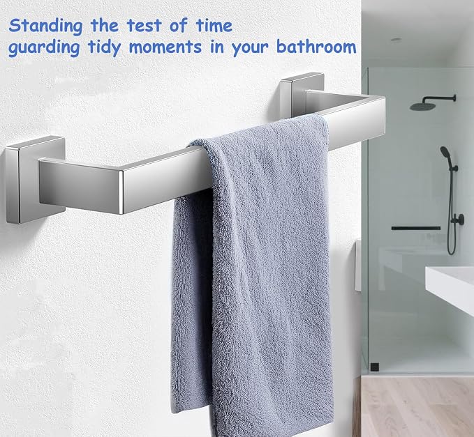 Towel Bar 2 Pack for Bathroom 12 Inch Brush Nickel Towel Holder 12/16/20/24/28/32/36 In Stainless Steel SS304 Rustproof Towel Rack Modern Square Towel Rod for Bathroom Wall(2, Brushed Nickel, 12 Inch)