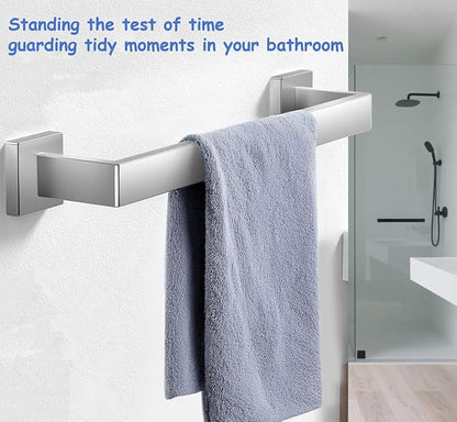 Towel Bar 2 Pack for Bathroom 12 Inch Brush Nickel Towel Holder 12/16/20/24/28/32/36 In Stainless Steel SS304 Rustproof Towel Rack Modern Square Towel Rod for Bathroom Wall(2, Brushed Nickel, 12 Inch)