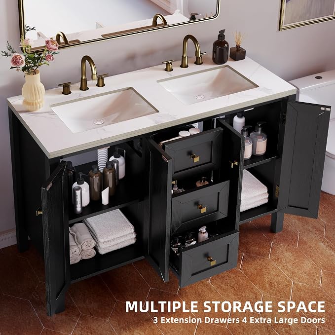 DWVO 47 Inch Bathroom Vanity with Double Sink | Bathroom Storage Cabinet