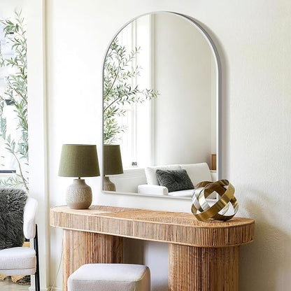 FICTOR 26" x 38" Arched Bathroom Vanity Mirror for Over Sink, Silver | Anti-Rust Metal Framed, HD Tempered Shatter-Proof Glass, Modern Wall Mirror for Entryway, Living Room, Bedroom