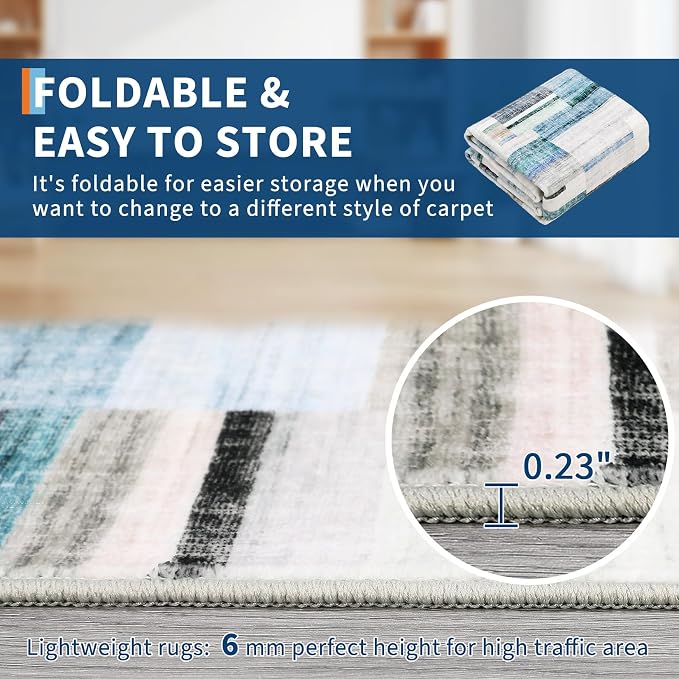 Large Area Rug 10x13 Rugs for Living Room Washable Rug Modern Non Slip Throw Rugs Bedroom Rug Soft Non Shedding Low Pile Stain Resistant Carpet for Dining Room Nursery Classroom 10'x13'