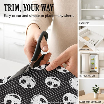 Disney Nightmare Before Christmas Non-Adhesive Shelf Liner, 18" x10' | Non-slip, water and stain resistant, repositions without damage, cuts to fit, wipes clean, ideal for kitchen, pantry, or bath