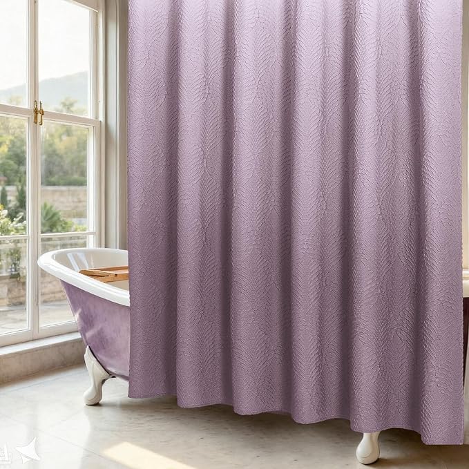72x84 Extra Long Shower Curtain, Ombre Lavender 3D Embossed Half Bath Curtain