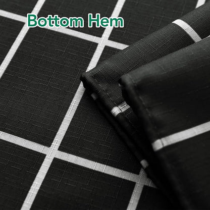Black Farmhouse Shower Curtain-Fabric Extra Long Shower Curtains Bathroom | 72"Wx84"L Faux Linen Grid Minimalist Simple Rustic Neutral Shower Curtain Decor-Cloth Geometric Plaid Washable Hotel Quality