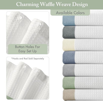 Madison Park Spa Waffle Shower Curtain for Bathroom, 72 x 72, Sage Green | Striped, Pieced Fabric Design, 3M Scotchgard Moisture Management, Hotel Quality, Modern, for Bathroom, OEKO-TEX Certified