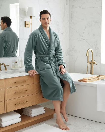 NY Threads Mens Robe, Luxury Plush Fleece Mens Bathrobe, Spa Bath Robe for Men