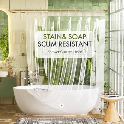 Bathway Shower Curtain Liner, Clear Shower Curtain Liner 72x75 PEVA Waterproof Shower Curtain Liner Plastic with 3 Magnets and 12 Rustproof Metal Grommets, Lightweight Shower Liner for Bathroom