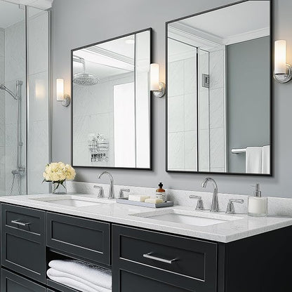 Bathroom Vanity Mirror for Wall 2Pack 36"x24" Bathroom Mirror for Over Sink | HD Shatterproof Glass, Rectangular Metal Frame, Horizontally or Vertically, Mirror for Bathroom, Living Room, Entryway(Black)