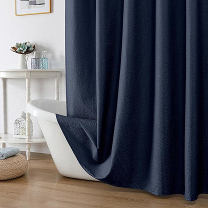 Navy Blue Shower Curtain for Bathroom 78 Inches Long, 3D Embossed Textured Fabric Farmhouse Shower Curtain Soft Cloth, Water Repellent, Machine Washable, Hotel Style, 72" W x 78" L, Navy Blue