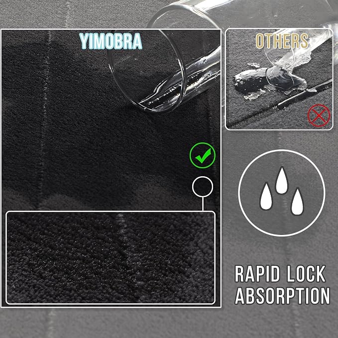 Yimobra Bathroom Runner 60"x24", Non Slip Memory Foam Bath Mat, Super Soft Water Absorbent Hallway Carpet, Machine Washable Rug for Vanity Tub Shower, Black