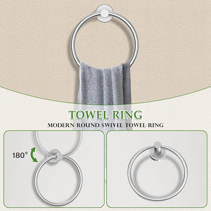 5-Piece Towel Bar Set Brushed Nickel Bathroom Hardware Set Include Towel Bar Towel Ring Paper Towel Holder Coat Hooks Stainless Steel Wall-Mounted 23.6 in