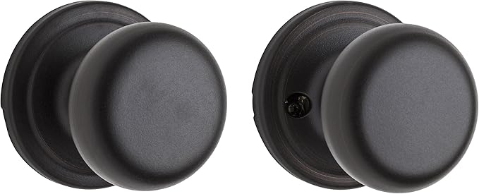Kwikset Hancock Interior Passage Door Knob, Handle For Closet and Hallway Doors, Non-Locking Doorknob in Venetian Bronze, with Microban Protection