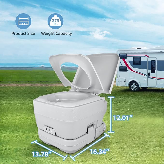 YITAHOME Portable Toilet, Camping Travel RV Potty, 2.6 Gallon Detachable Waste Tank, Double Water Spouts, Portable Toilet for Camping, Hiking, Hunting, Boating, Gray