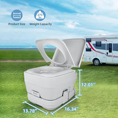 YITAHOME Portable Toilet, Camping Travel RV Potty, 2.6 Gallon Detachable Waste Tank, Double Water Spouts, Portable Toilet for Camping, Hiking, Hunting, Boating, Gray