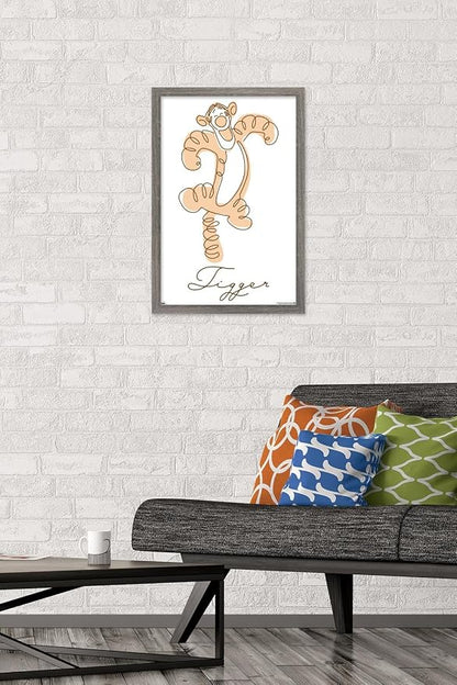 Trends International Disney Winnie The Pooh (1966) - Tigger Wall Poster, 22.4L x 14.7W, Barnwood Framed Version