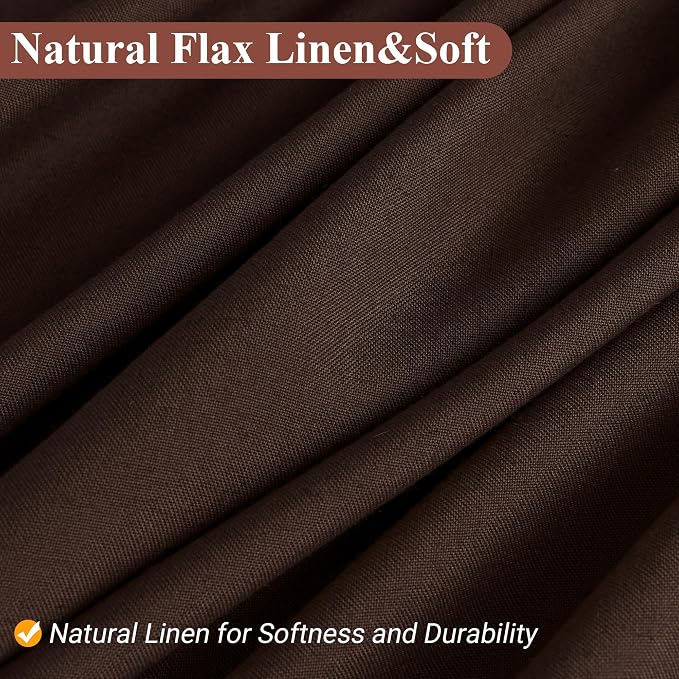 Linen Shower Curtain 78 Inch Long Shower Curtains Set with Hooks for Bathroom Boho Farmhouse Fabric Neutral Cloth Modern Cottage Core Waterproof,Coffee Brown