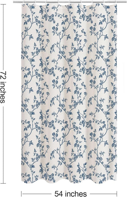 MitoVilla Small Stall Shower Curtain Set 54 x 72, Narrow Half Cotton Floral Cottagecore Spring Shower Curtains for Bathroom, Modern Farmhouse Country Plant Leaves Bathroom Décor