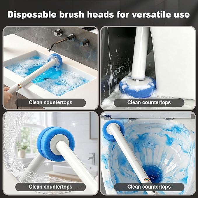 Disposable Toilet Brush Refills, 42 Toilet Wand Replacement Heads with Water-Activated Cleaning Formula, Multi-Layer Disposable Refill Pads for Toilet Bowl Cleaning, Blue