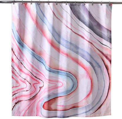 Maison d' Hermine Shower Curtain 100% Cotton One Panel 70"x72" Washable Fabric Shower Curtains for Bathroom, Easy Hanging with 12 Button Holes - Spa Easter Gifts (Pale Garden - Sweet Marbles)