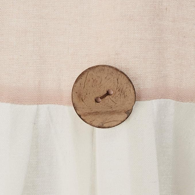 Lush Decor Linen Button Shower Curtain, 72" W x 72" L, Blush & Off White - Pink Bathroom Curtain - Fabric Shower Curtains - Farmhouse Bathroom Decor (Pack of 6)