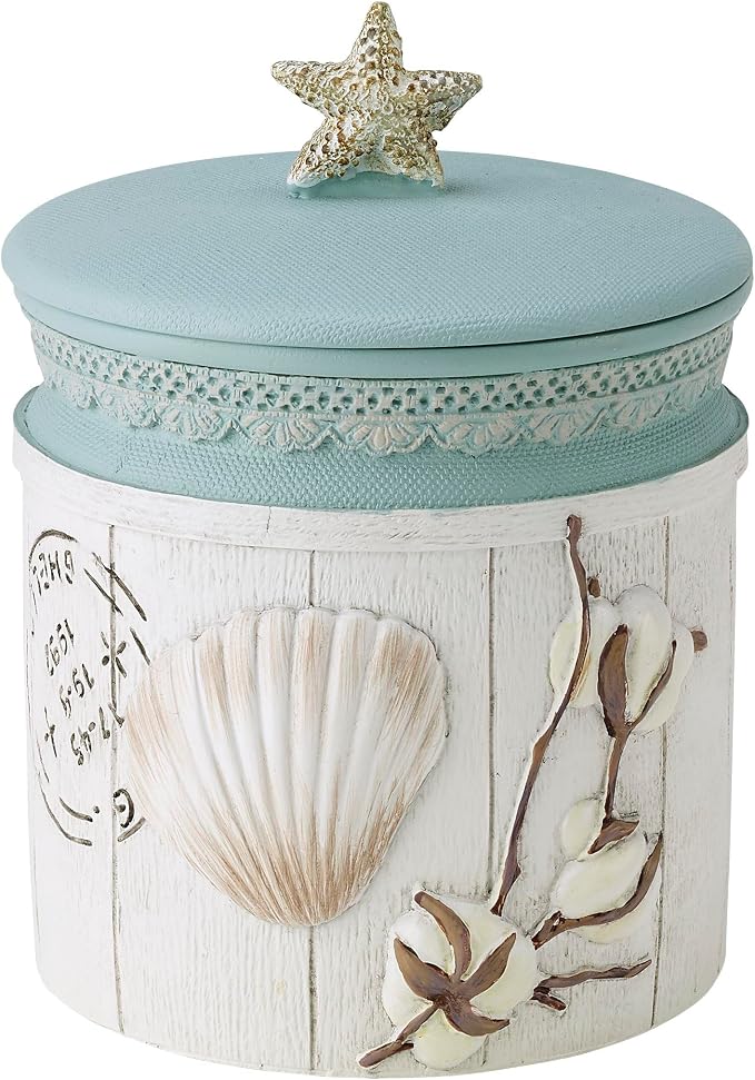 Avanti Linens - Covered Jar, Countertop Organizer, Farmhouse Chic Home Decor (Farmhouse Shell Collection)