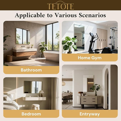 60" x 30" Frameless Vanity Mirrors, Rectangle Bathroom Mirror for Wall with Shatterproof Tempered Glass for Bedroom, Living Room, Entryway, Gym, Vertically/Horizontally