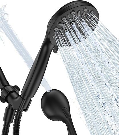 JDO Shower Head with Handheld, High Pressure Handheld Shower Head 9 Settings, Detachable Shower Head Set with Stainless Steel Hose and Shower Bracket (Matte Black)