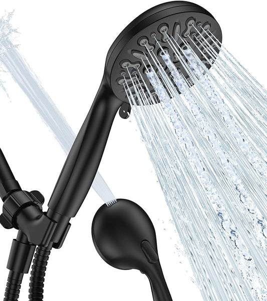 JDO Shower Head with Handheld, High Pressure Handheld Shower Head 9 Settings, Detachable Shower Head Set with Stainless Steel Hose and Shower Bracket (Matte Black)