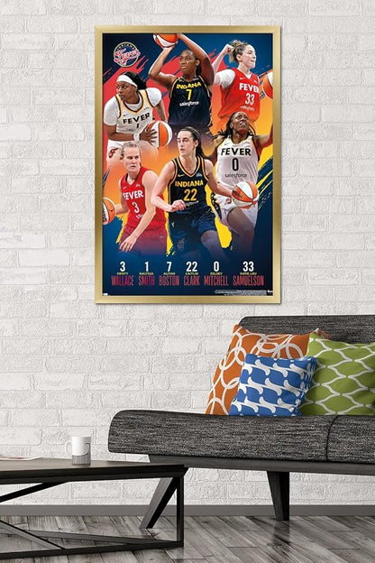 Trends International WNBA Indiana Fever -Team 24 Wall Poster, 34L x 22.4W, Gold Framed Version