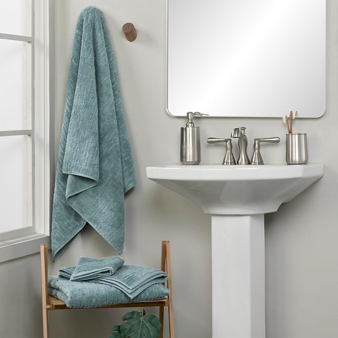 SKL Home CloudSoft Bath Towel Set, 6-Piece, 100% Cotton Luxury, Teal | 2 Bath towels, 2 hand towels, 2 washcloths. Premium spa-level quality. 600/520 GSM weight. Ultra plush & absorbent.