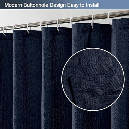 OWENIE Navy Blue Stall Shower Curtain for Bathroom, 3D Embossed Textured Fabric Small Shower Curtain for Narrow Stall Size, Machine Washable Water Resistance, Hotel Style, 36" W x 72" L, Navy Blue