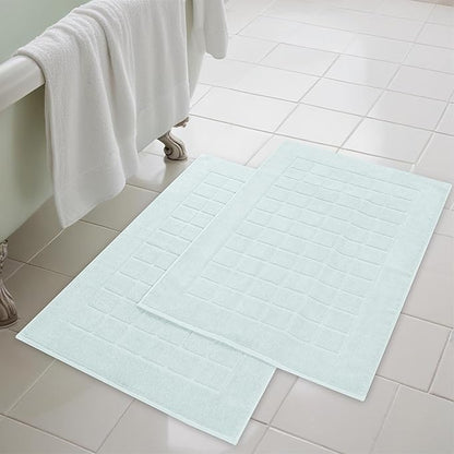 Superior 100% Cotton Bathmat Set, Bath Mats, Bathroom Decor, Shower, Bathtub Essentials, Home Accessories, Small Washable Rug, No Backing, Heavyweight, Nora Collection, Set of 2, 22" x 35", Seafoam