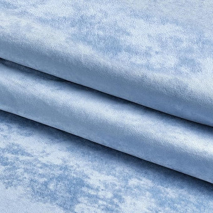 Fredsure Distressed Velvet Shower Curtain Set, 13 Pieces Light Blue Including 1 Piece 72"x72" Shower Curtain and 12 Pieces Silver Hooks