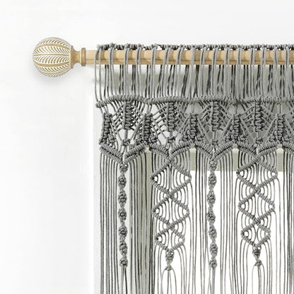 Lush Decor Boho Macrame Textured Cotton Valance, 50" W x 20" L, Gray - Boho Kitchen Curtains & Wall Decor - Macrame Valance - Bathroom Window Curtains