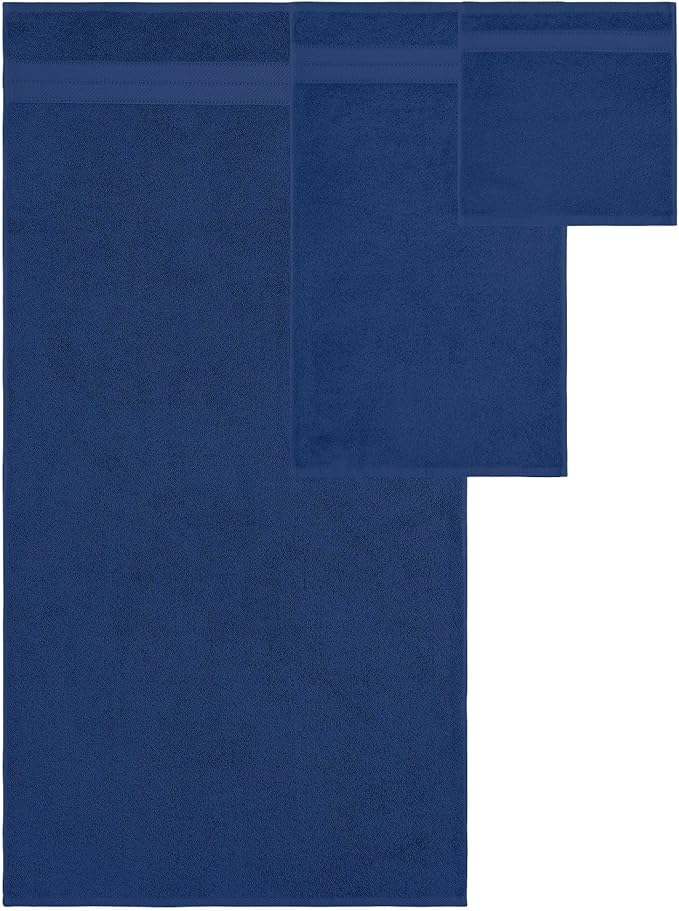 Modern Threads - Spun Loft 6-Piece 100% Combed Cotton Towel Set - Bath Towels, Hand Towels, & Washcloths - Super Absorbent & Quick Dry - 600 GSM - Soft & Plush, Navy