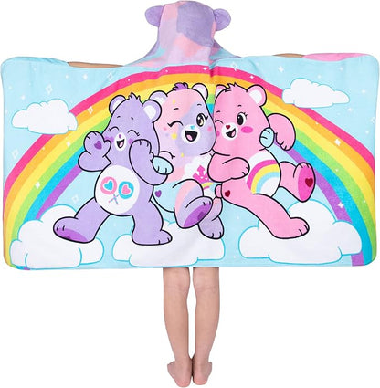 Care Bears Bath/Pool/Beach Soft Cotton Terry Hooded Towel Wrap, 24 in x 50 in, By Franco Kids