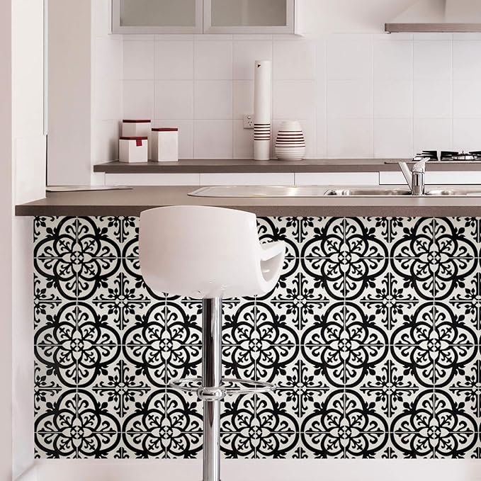 InHome NH2956 Avignon Peel & Stick Backsplash Tiles, Black