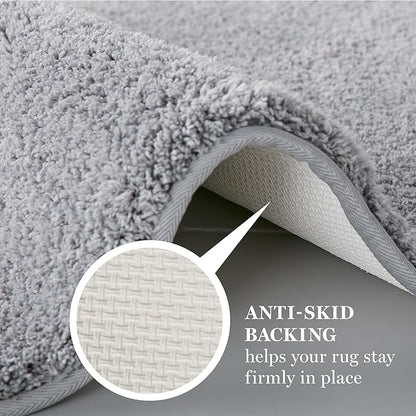 MARTHA STEWART Drylon Microfiber Bath Rug - 1 Piece, Ultra Soft Plush, Non-Slip, Thick, Washable Bathroom Rugs, Home Decor Accessories, Household Essentials, Large Bath Mat, 21" x 34", Dark Gray