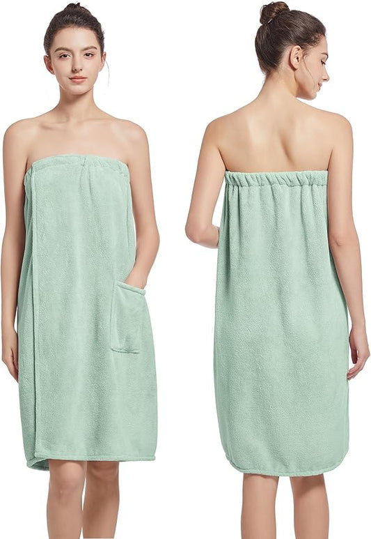 Women'S Soft Wrap Towel Full Length，Bath Robe After Shower Female Plush Long，Spa Bathrobes Lightweight With Pockets