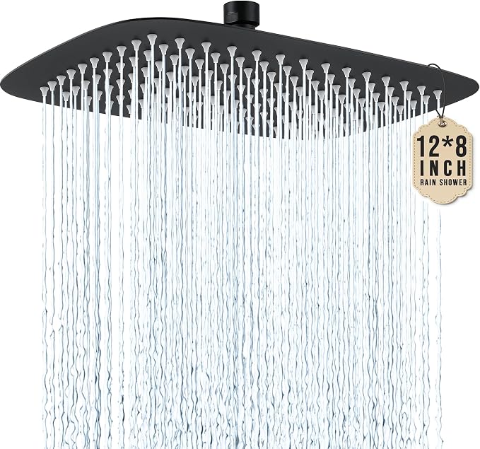 G-Promise All Metal 12 Inch Large Rain Shower Head for Ceiling or Wall | Built to Last, Rust Resistant 304 Stainless Steel, Easy to Install, Full Body Coverage Rainfall Shower Head, Daily SPA