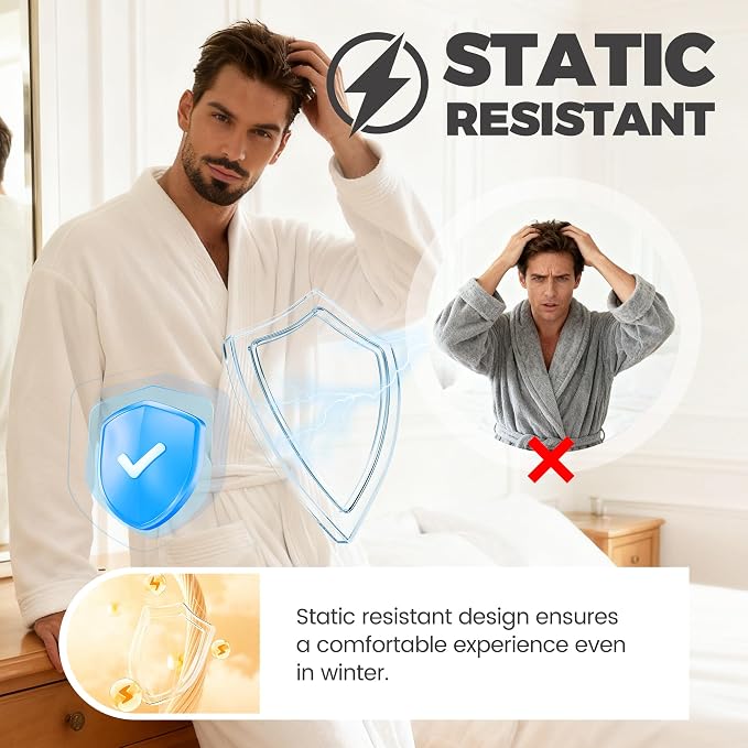 PJGGZ Towel Robe for Men - Ultra-Absorbent Soft Quick Dry Towel Bathrobe Kimono for Shower, Spa & Hotel