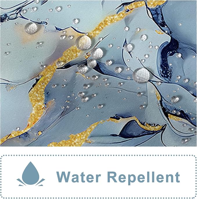 AWERT Dreamy Ink Art Light Blue Marble Shower Curtain for Bathroom Modern High Definition Printing Waterproof Shower Curtain with Hooks Bathroom Decor 72x72inch