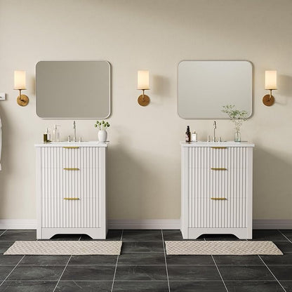 GarveeHome 36 Inch Bathroom Vanity with Sink, Fluted Bathroom Sink Cabinet