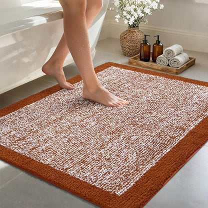 48x32 Large Bathroom Rugs Washable Non Slip, Bath Mat for Bathroom Floor Tub, Soft Absorbent Quick Dry Mats for Shower, Bathtub,Home Decor(Coral Orange)
